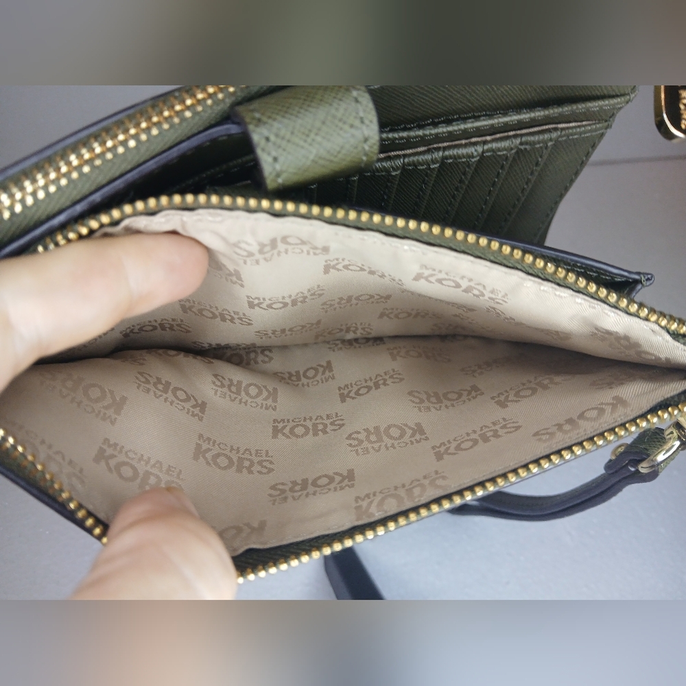 Michael Kors Jet Set Travel Double Wristlet Wallet Palm Leaf Monstera Leaf - Picture 8 of 11